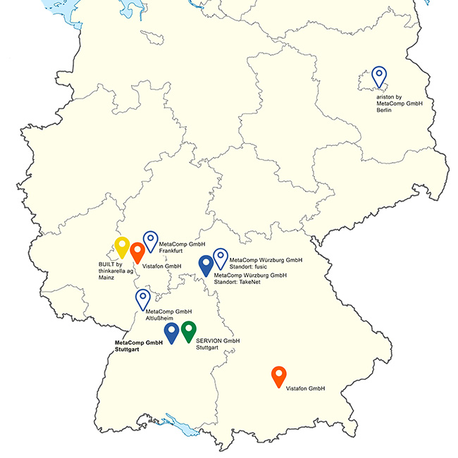 Standorte der MetaComp Gruppe